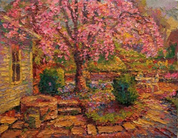  Palette Oil Painting - well garden by palette knife